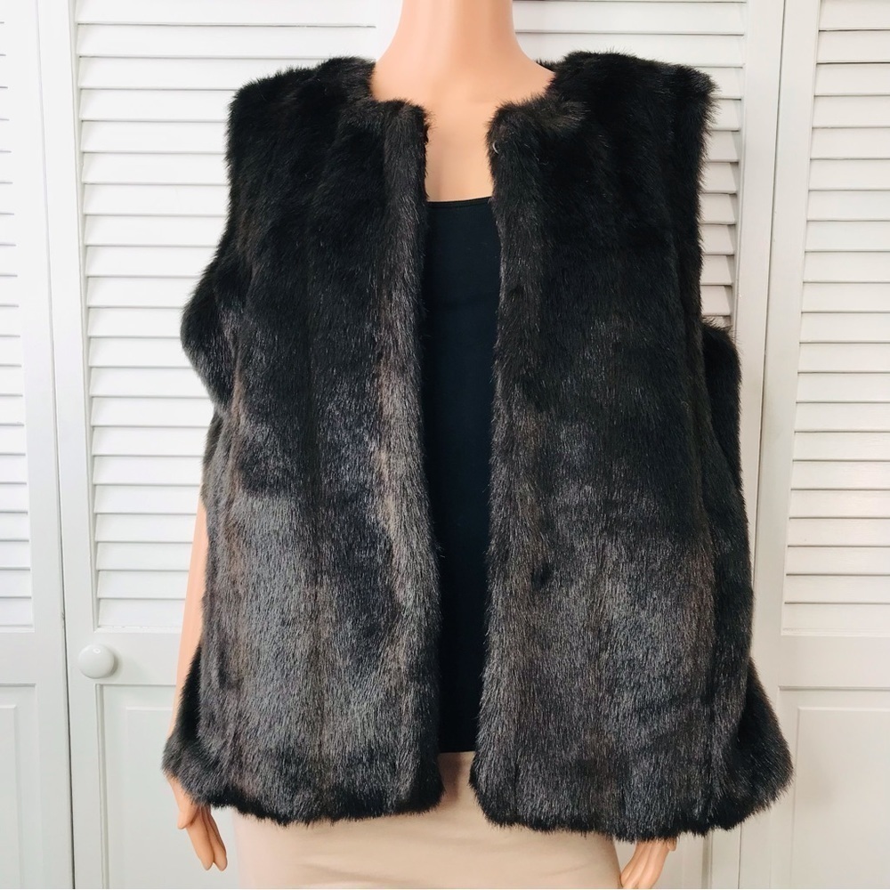New LANE BRYANT Brown Faux Fur Vest Size 14/16